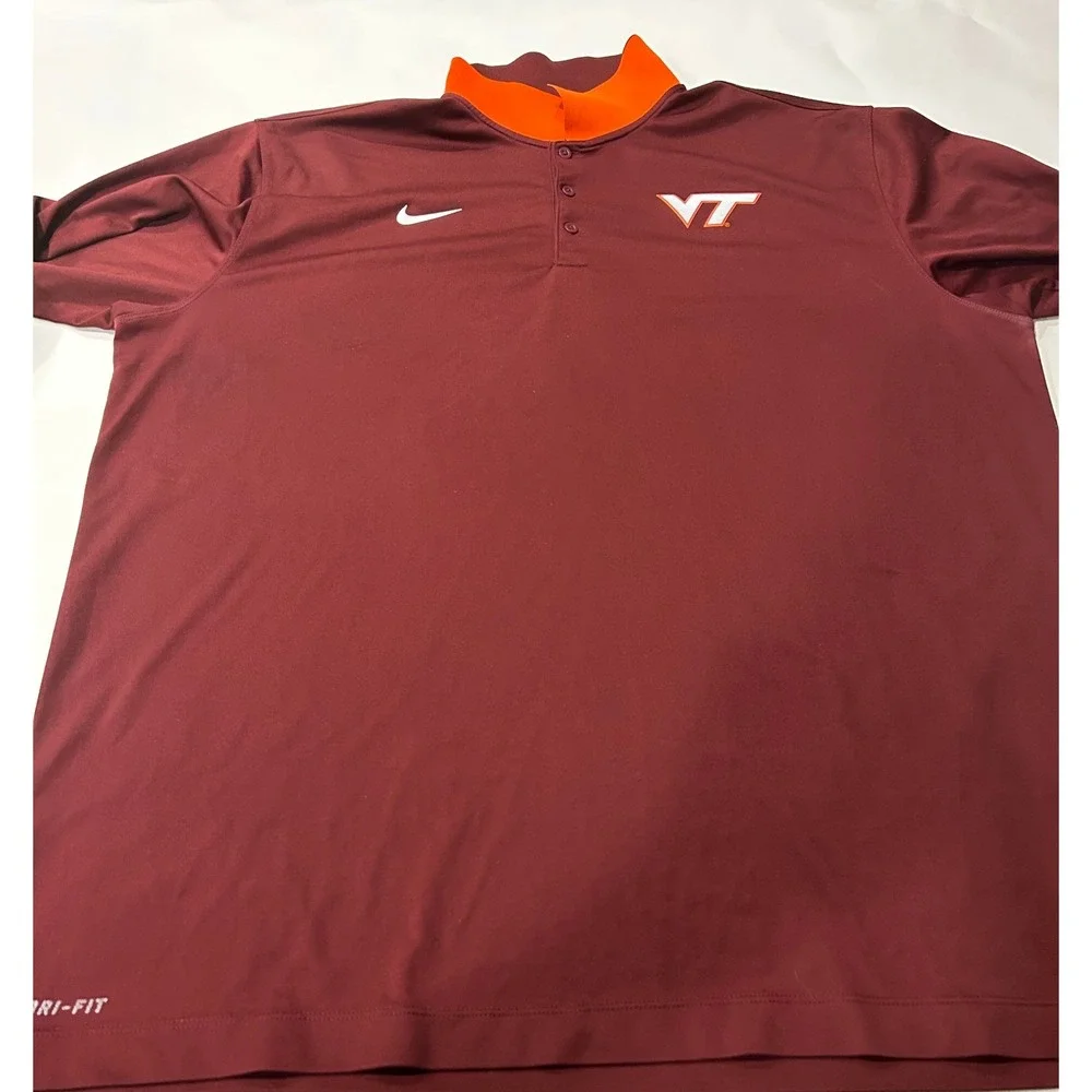 Nike Dri-FIT Mens‎ Virginia Tech Hokies Polo Shirt XXL Golf Activewear Stretch